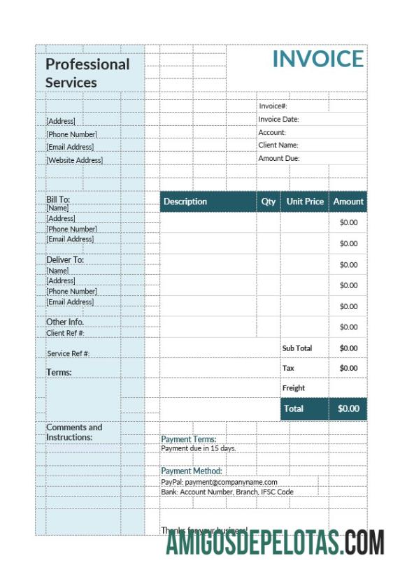 realista Modelo de fatura de serviços profissionais